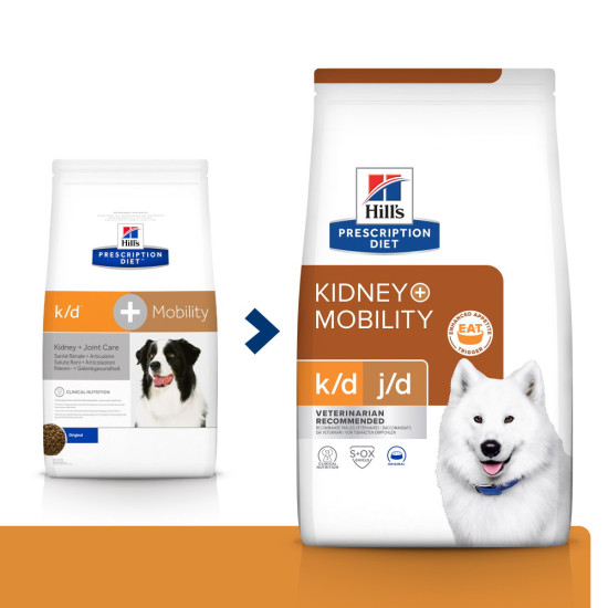 Hills Prescription Diet Canine k/d  Mobility – Hrană Uscată pentru Câini cu Afecțiuni Renale și Articulare, 4 kg